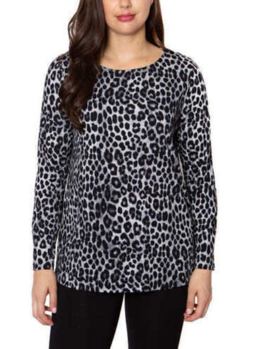 Mario Serrani Womens Crewneck Animal Print Top